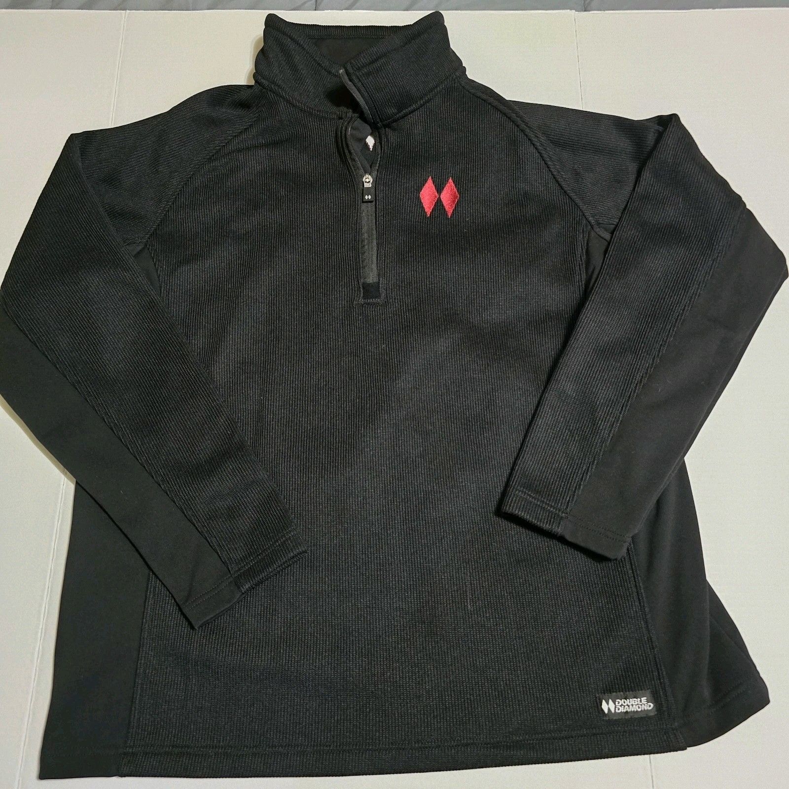 Double Diamond Men's Xxl Black Quarter Zip Pullover Sweater Red Logo Western...